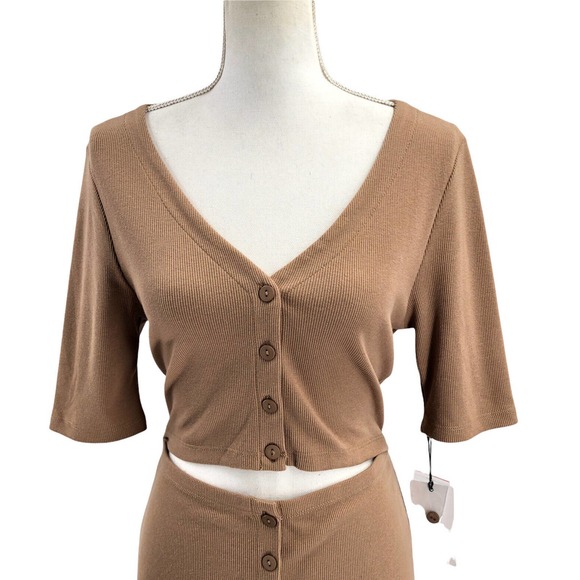 7 For All Mankind NEW Womens Size Large Stretchy Rib-Knit Cut-Out Midi Dress - Picture 3 of 7